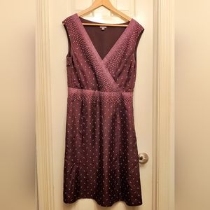 Ann Taylor Plum Colored Silk Faux Wrap Midi Dress - Size 12